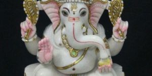 Multicolor Ganesh Marble Statue