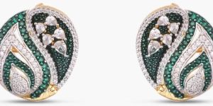 VANDA FLORAL CZ SILVER STUD EARRINGS