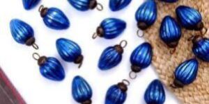 Tiny Blue Glass Ornaments in Geometrical Shape Set of 25