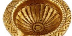 Tribal Design Round Brass Oil Lamp Diya