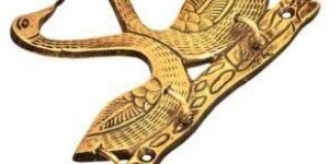 Two Golden Brass Swan with 4 Hooks Crafted Key Holder