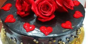 Rosy Chocolate Truffle Cake