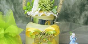 Yellow Krishna Theme Gift Jar