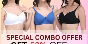 Padded Bra in Combo Pack of 3 Colour (White, Blue, Black)
