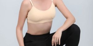 Padded Kuki Sports Bra Thin Strap in Skin Colour