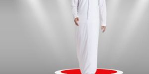 White Saudi Giza Cotton Fabric Jubba (Top)
