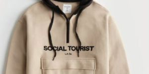 Men Stylish Cut And Sew Hoodie