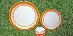 Melamine Orange Ring Printed Plate Set