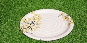 Melamine Spiral White Printed Dinner Plate