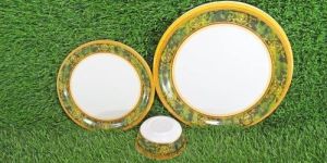 Melamine Yellow Printed Plate Set