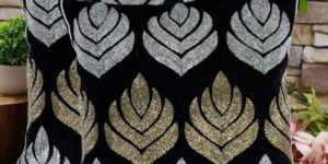 Velvet Golden Silver Sequins Leaves Beaded Cushion Covers