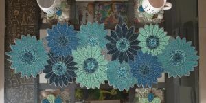 Winter Theme Emerald Floral Handmade Beaded Table Runner