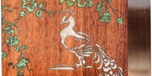 Wooden Peacock Cremation Urn Box
