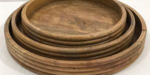 Round Mango Wood Tray Set