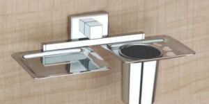 Stainless Steel Soap Dish with Tumbler Holder