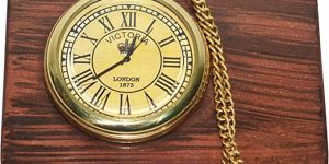 Golden Brass Marine Pocket Clock with Box