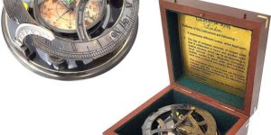 Brass Nautical Compass with Wooden Box