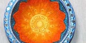 Blue Orange Clay Diya