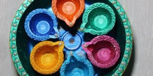 Multicolor Clay Diya Set