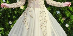 Soft Net White Embroidery Gown
