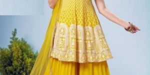 Yellow Chikankari Sharara Suit