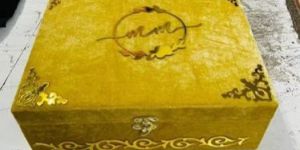 12X9X3.5Inch MDF Golden Wedding Invitation Box