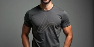 Mens Premium Polyester Charcoal Round Neck T-Shirts