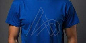 Mens Premium Polyester Royal Blue Round Neck T-Shirts