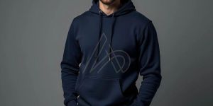 Mens Pure Cotton Navy Blue Hoodies