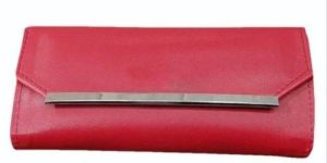 Plain Red Ladies Rexine Hand Wallet