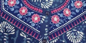 Indigo Blue Embroidered Cotton Nighty