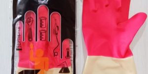 Pink And White Ferra King Rubber Glove