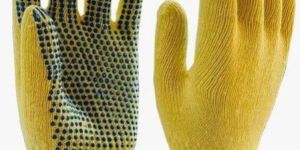 Yellow Cotton Dotted Hand Glove