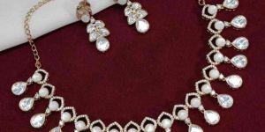 Pure Brass Real Moissanite Replica Necklace Set