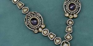 Purple Victoria Plated Pure Brass Real Kundan Necklace Set