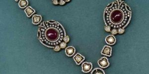 Red Victoria Plated Pure Brass Real Kundan Necklace Set