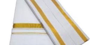 2m Men White Cotton Dhoti Gold Jari