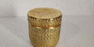 Round Metal Golden Glass Jar