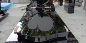 Polished Black Granite Memorial Headstone Heart Shape