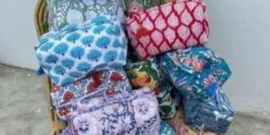 Printed Cotton Pouch Bag
