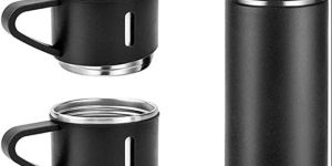 Stainless Steel Vacuum Flask Set with 3 Steel Cups