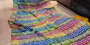 Multicolor Kantha Stitch Silk Saree