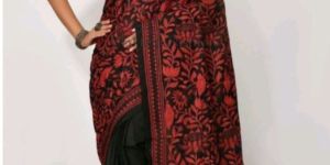 Hand Embroidered Kantha Work Silk Saree