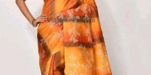 Hand Spray and Block Printed Silk Saree