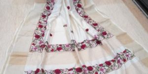 Hand Parsi Work Pure Tussar Silk Saree