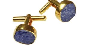 Gold Plating Rough Tanzanite Cufflinks