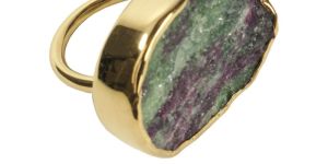 Ladies Gold Plating Ruby Jusite Ring