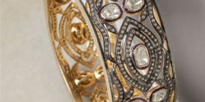 Ladies Silver Uncut Diamond Bangle