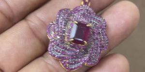 Ladies Gold Plated Pendant with Rubies