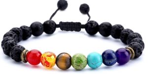 Ladies Seven Chakras Lava Bracelet
